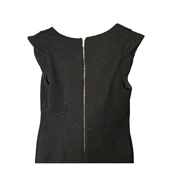 JOSEPH Ribkoff Black Gold Sheath Dress Short Cap Sleeve Shift Women 12 - Picture 3 of 5